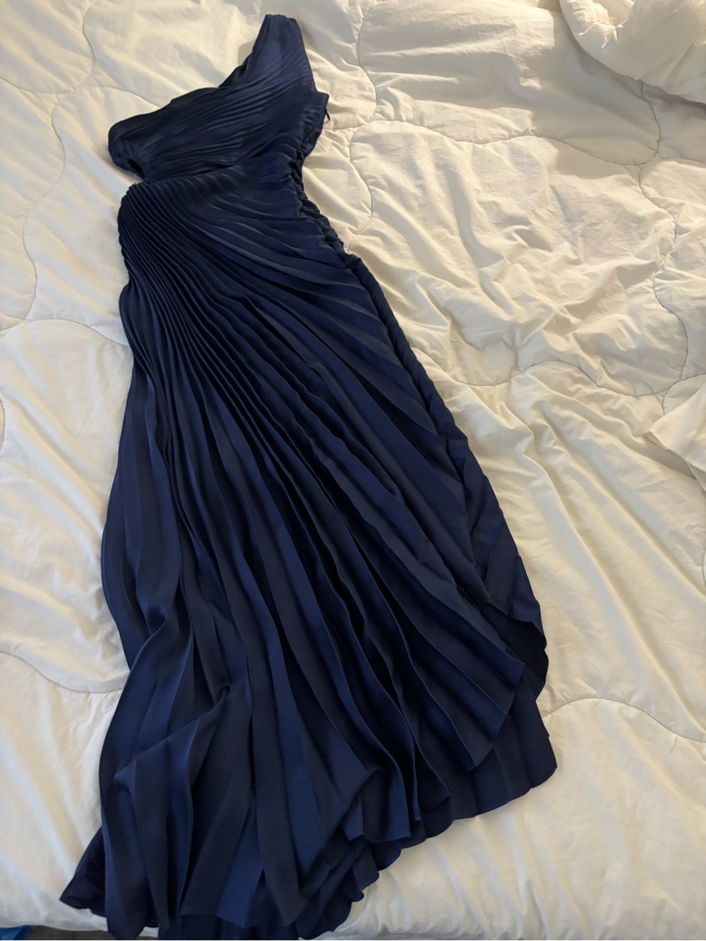 ALC Pleated Navy One-Shoulder Women’s Dress